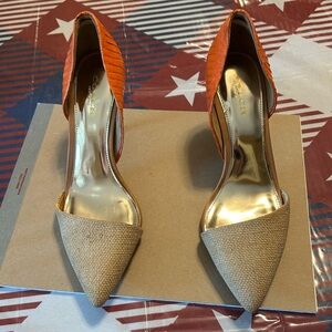 Coach Orange and Tan Heels with Classic Design